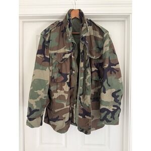 Vintage‎ US Military M65 Field Jacket Army Woodland Camo USGI Combat Coat 80s